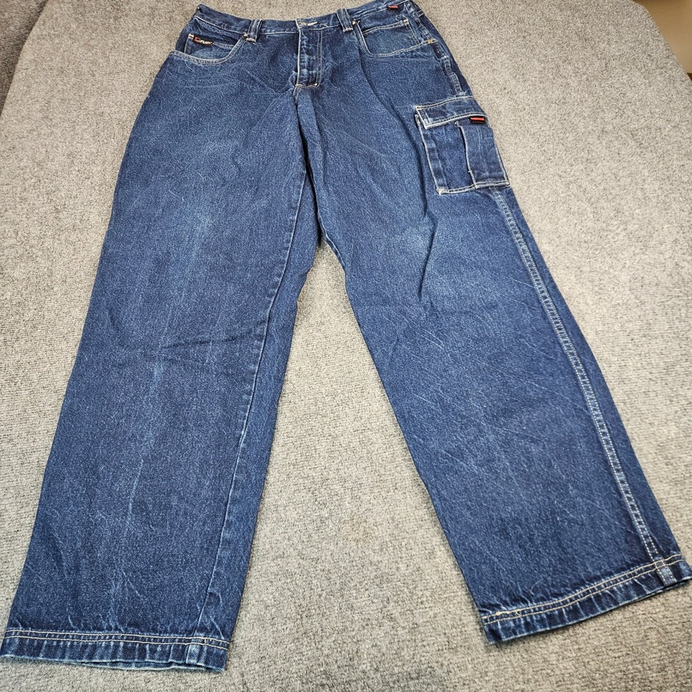 Vintage FUBU The Collection Carpenter Jeans Mens 36x34 Dark Wash Baggy Denim